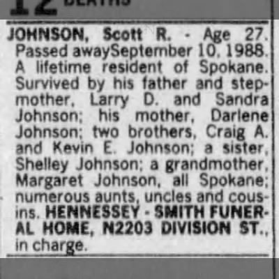 Obituary for Scott R. JOHNSON (Aged 27) - 