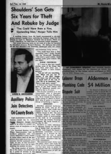 Shoulders jr. sentenced Feb 1959 for theft