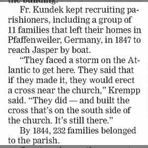 Father Kundek recruited German families to Jasper