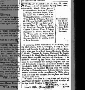 Solomon Green dec'd---Weekly Raleigh Register---19 JUN 1840