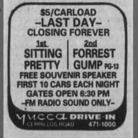 Yucca Drive-In Theater's final ad, with one of the movies that it showed when it opened