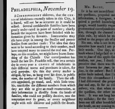 Some residents of Philadelphia suspect 1790 census enumeration was not accurate