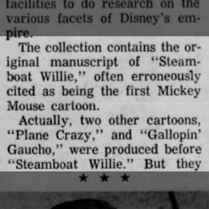 Steamboat Willie not the first Mickey Mouse cartoon