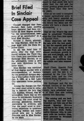 Held og lykke halstørklæde hardware Appeal brief for Jean Sinclair murder conviction filed Deseret News Oct 1st  1963 P. 24 - Newspapers.com