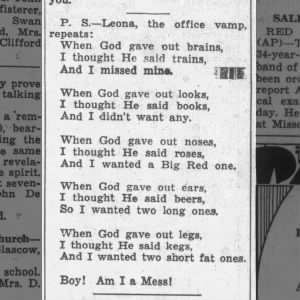 "When God gave out brains..." (1942).