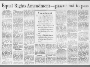 1973 article considering arguments for and against passing the Equal Rights Amendment in Utah