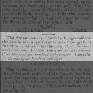 1790 Census shows NYC population
