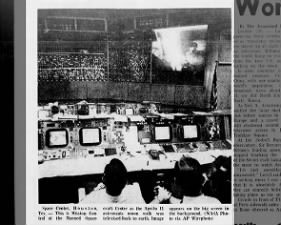 Picture of Mission Control in Houston, Texas, watching the Apollo 11 astronauts moon walk