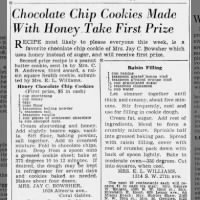 Honey Chocolate Chip Cookies (1945)