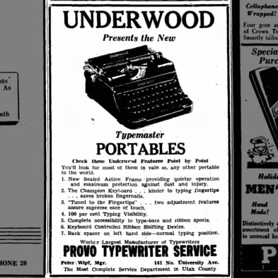 The Underwood Portable Typemaster, Dec. 12, 1937