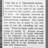 James Reese Europe's regimental band plays to big crowd in Lyons, France, during World War I