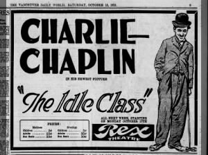 Charlie Chaplin at the Rex Theatre, 1921