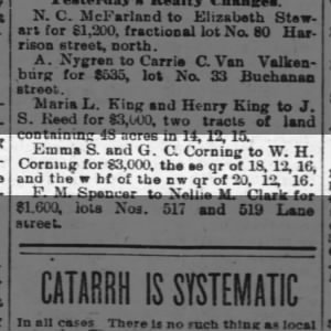 1894.03.18 - CORNING land sale to W. H. CORNING