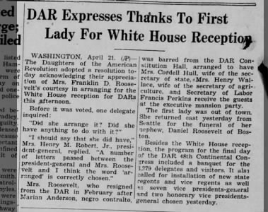 DAR Expresses Thanks to First Lady for White House Reception
