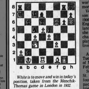 "Menchik Mate" from Menchik-Thomas chess game, London 1932