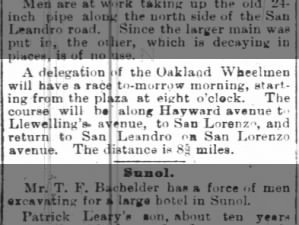 A delegation of the Oakland Wheelmen will have a race to-morrow morning, ...