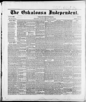 The Oskaloosa Independent from Oskaloosa, Kansas on July 29, 1876 · Page 1