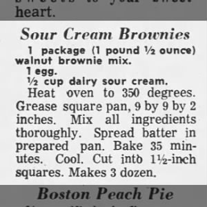 Recipe: Sour Cream Brownies (1967)