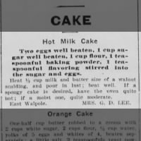 Hot Milk Cake (1904)