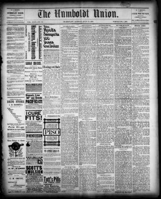 The Humboldt Union from Humboldt, Kansas on July 13, 1889 · Page 1