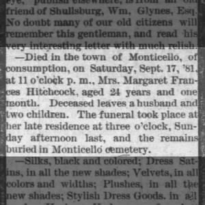 Obituary for Margaret Hitchcock