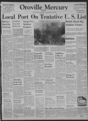 Oroville Mercury Register from Oroville, California on September 30, 1940 · 1