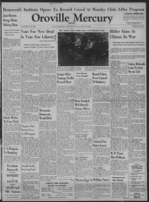 Oroville Mercury Register from Oroville, California on October 23, 1940 · 1