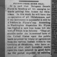 1895, Flynn's free home bill, O.T.