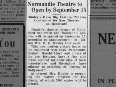Hunley's theatre opening