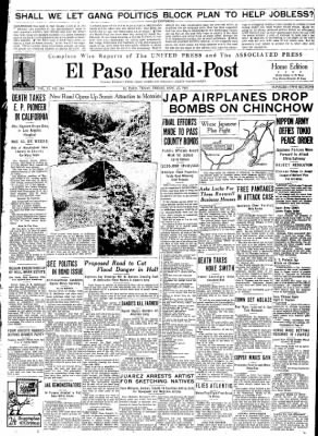 El Paso Herald-Post from El Paso, Texas on November 27, 1931 · Page 1