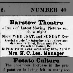 Early Barstow Theatre notice (ad?)