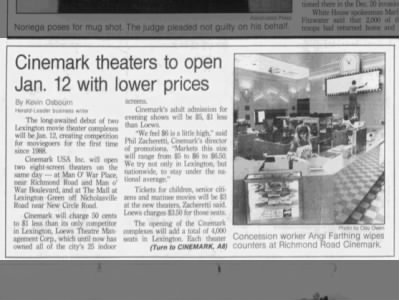 Cinemark Man O' War and Lexington openings