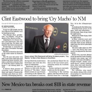Clint Eastwood to bring 'Cry Macho' to NM