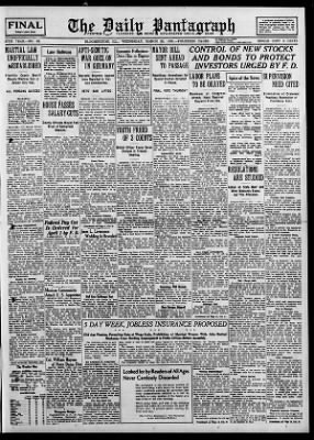 The Pantagraph from Bloomington, Illinois on March 29, 1933 · Page 1