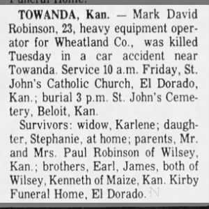 Obituary: Mark David Robinson