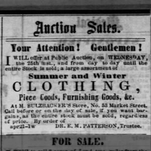 LS-John Walker | Patterson, EM - 1860, Auction sales, clothing