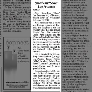 Obituary for Snowdean Lee Freeman