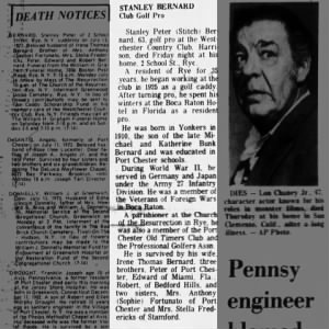 Obituary for Stanley Peter Bernard (Aged 63)