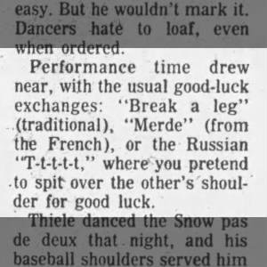 "Merde"=good luck (1974).