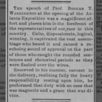 Richmond Planet editorial praising Booker T. Washington's 1895 Atlanta Exposition Address