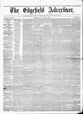 Edgefield Advertiser from Edgefield, South Carolina • Page 1