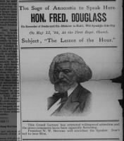 1894 newspaper ad (with portrait) for lecture by Frederick Douglass in Virginia