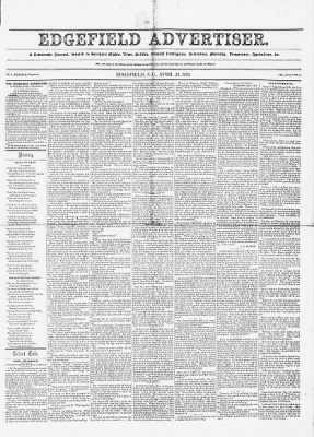 Edgefield Advertiser from Edgefield, South Carolina on April 22, 1852 · Page 1