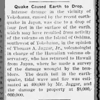 Quake Caused Earth To Drop