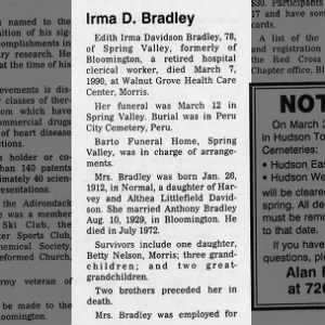 Edith Irma Davidson Bradley obituary