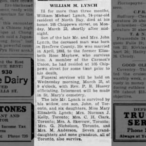 Obituary: William Michael LYNCH (Aged 74)