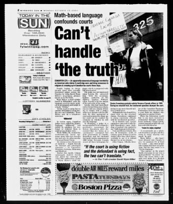 The Winnipeg Sun from Winnipeg, Manitoba, Canada on October 15, 2001 · 2