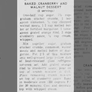 Recipe: Baked Cranberry and Walnut Dessert (1949)