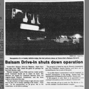 Balsam Drive-In closing