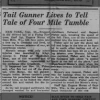 Tail Gunner Lives to Tell Tale of Four Mile Tumble